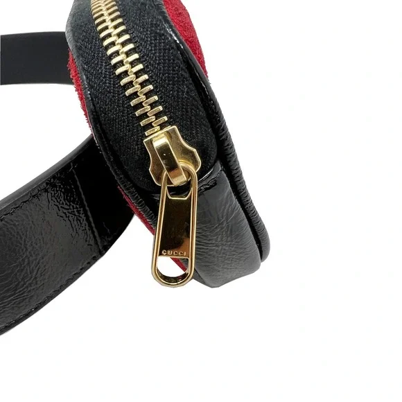 Gucci Ophidia Mini Belt Bag Red Suede Web Stripe GG Logo Fanny Pack - Picture 6 of 12